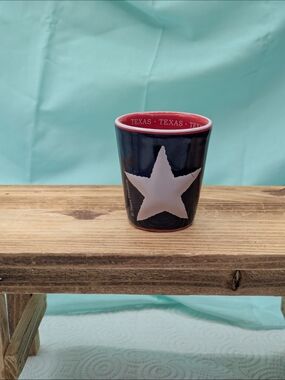 Texas Star Ceramic Shot Glass Ceramic- Red and Blue
